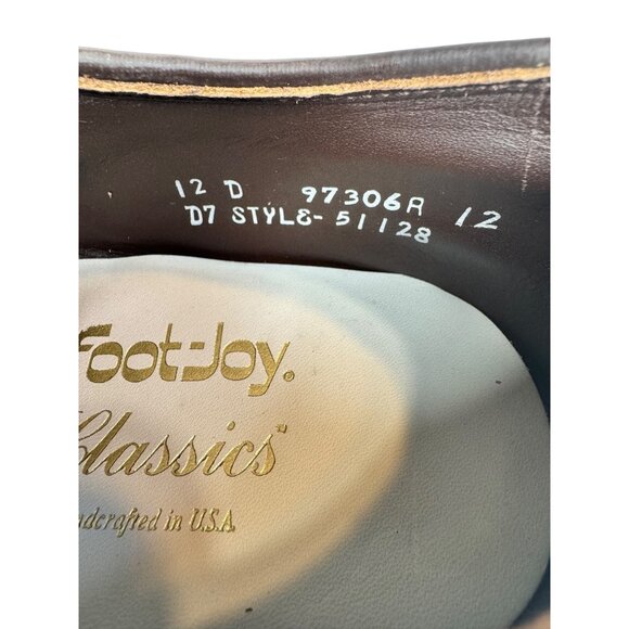 FootJoy Mens Golf Shoes Leather Wingtip Oxford Style 51128 Metal Spikes 12D New - Picture 9 of 11